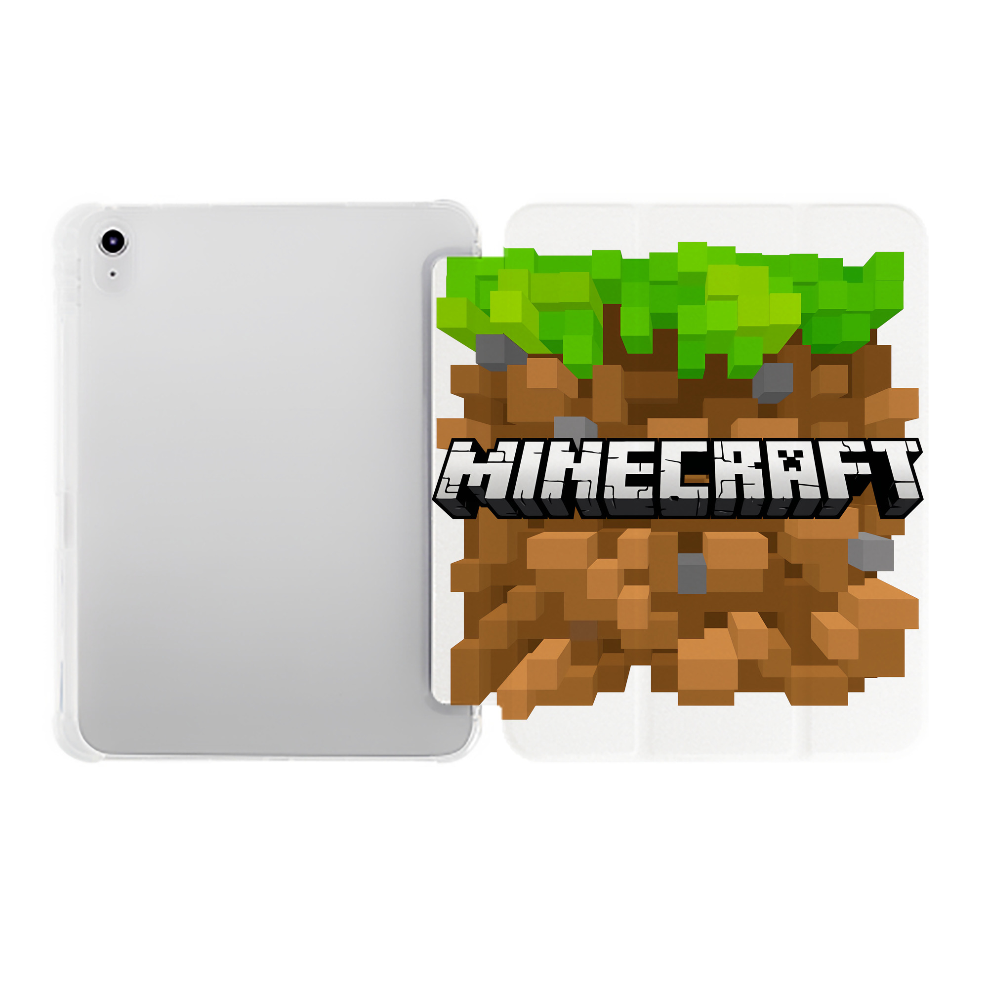 （画像用） マインクラフト ブロックの世界 Minecraft MC Block world IPad ケース ペン収納付き 三つ折りスタンド PUレザー×シリコン 対応機種9.5/10.5/10.9インチ